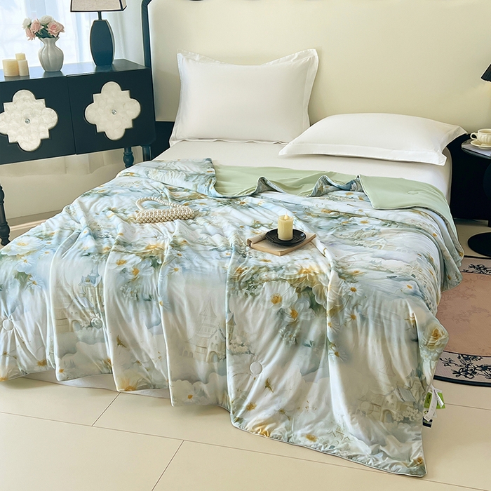 91家纺网 家纺一手货源 找家纺 （总）2025年新款A类数码印花夏凉被 凉感丝锦氨夏被冰淇淋夏被空调被西瓜被双面凉感单夏被