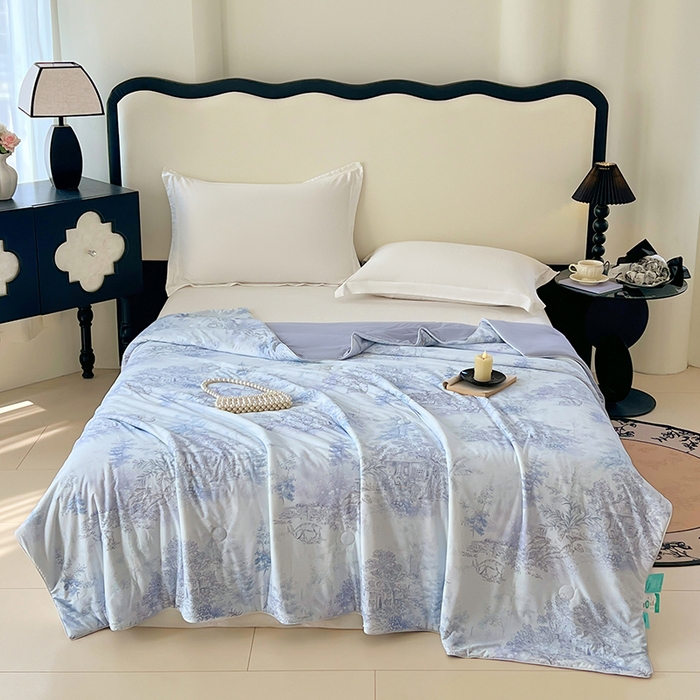 2025年新款A类数码印花夏凉被 凉感丝锦氨夏被冰淇淋夏被空调被西瓜被双面凉感单夏被 花繁庭