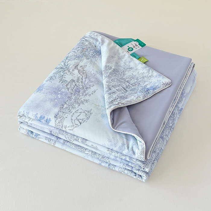 91家纺网 家纺一手货源 找家纺 2025年新款A类数码印花夏凉被 凉感丝锦氨夏被冰淇淋夏被空调被西瓜被双面凉感单夏被 花繁庭