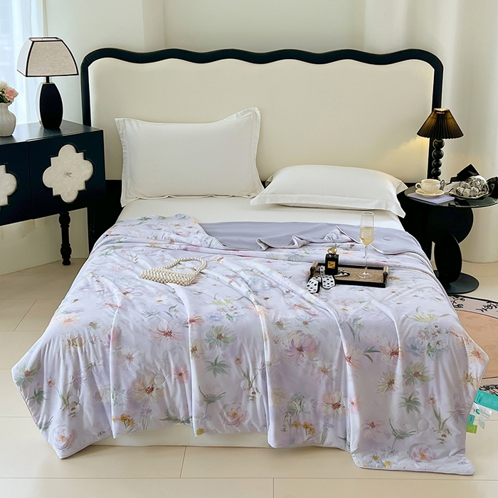 2025年新款A类数码印花夏凉被 凉感丝锦氨夏被冰淇淋夏被空调被西瓜被双面凉感单夏被 轻轻花语