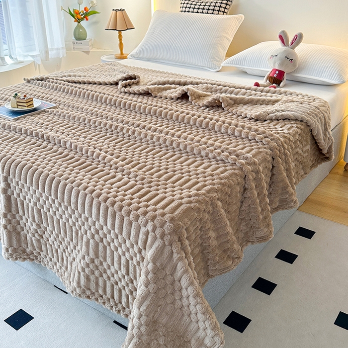 91家纺网 家纺一手货源 找家纺 芸锦豪 2025新款子母金龟绒毛毯毯子 咖色