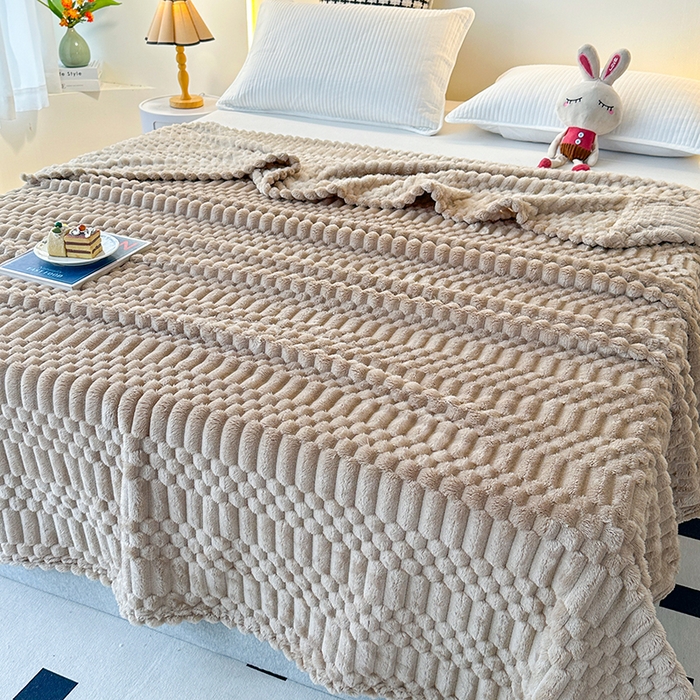 91家纺网 家纺一手货源 找家纺 芸锦豪 2025新款子母金龟绒毛毯毯子 咖色