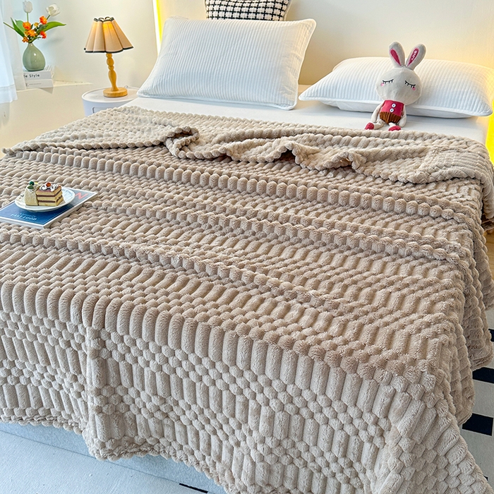 91家纺网 家纺一手货源 找家纺 芸锦豪 2025新款子母金龟绒毛毯毯子 咖色