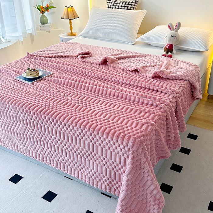 91家纺网 家纺一手货源 找家纺 芸锦豪 2025新款子母金龟绒毛毯毯子 玫瑰粉