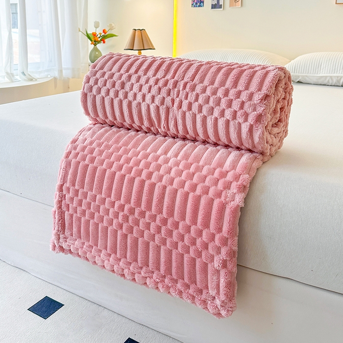 91家纺网 家纺一手货源 找家纺 芸锦豪 2025新款子母金龟绒毛毯毯子 玫瑰粉