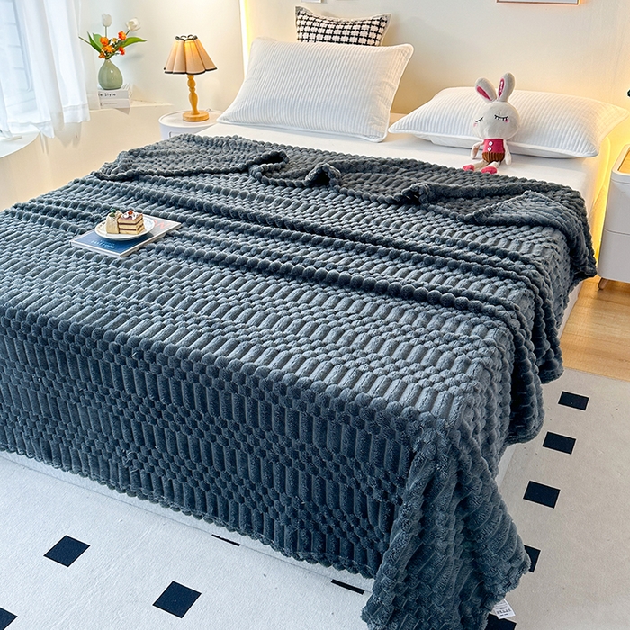 91家纺网 家纺一手货源 找家纺 芸锦豪 2025新款子母金龟绒毛毯毯子 深灰