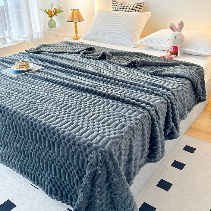 91家纺网 家纺一手货源 找家纺 芸锦豪 2025新款子母金龟绒毛毯毯子 深灰