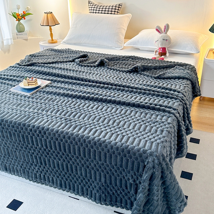 91家纺网 家纺一手货源 找家纺 芸锦豪 2025新款子母金龟绒毛毯毯子 深灰