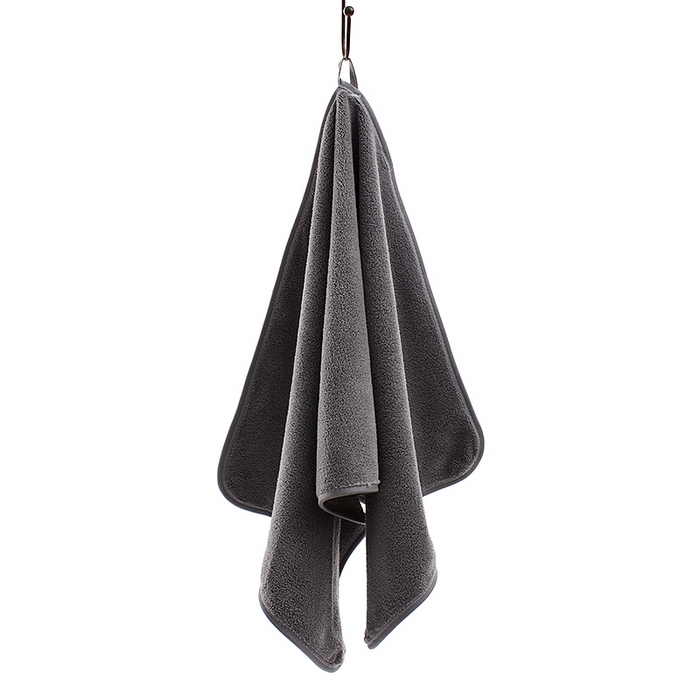 91家纺网 家纺一手货源 找家纺 彩虹毛巾 2025新款无印风纯色珊瑚绒方巾毛巾浴巾套装 深灰毛巾1条装