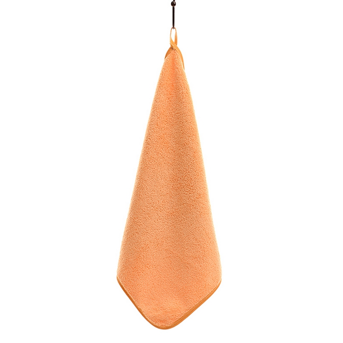 彩虹毛巾 2025新款无印风纯色珊瑚绒方巾毛巾浴巾套装 橘黄方巾1条装