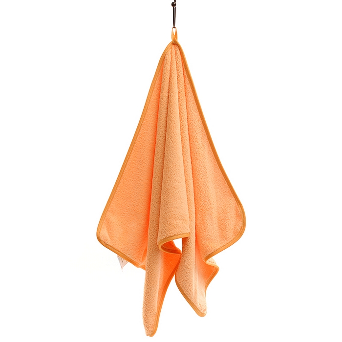 彩虹毛巾 2025新款无印风纯色珊瑚绒方巾毛巾浴巾套装 橘黄毛巾1条装