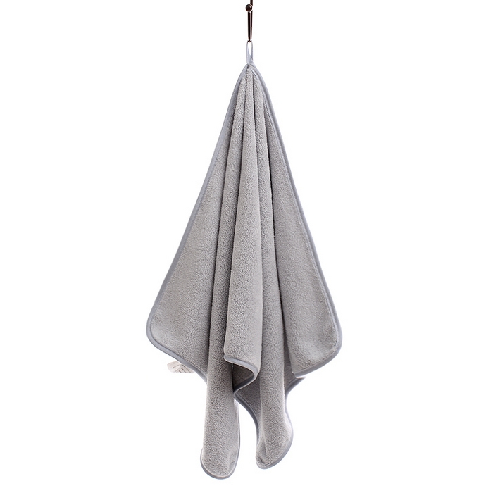 彩虹毛巾 2025新款无印风纯色珊瑚绒方巾毛巾浴巾套装 浅灰毛巾1条装