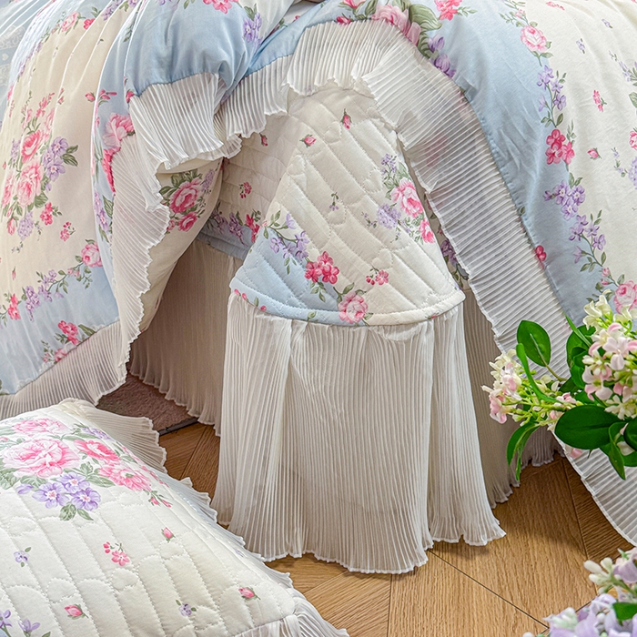 91家纺网 家纺一手货源 找家纺 虹星家纺 2025新款斜纹全棉纯棉印花床盖四件套-清甜 清甜-富贵满园