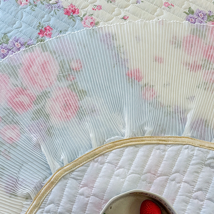 91家纺网 家纺一手货源 找家纺 虹星家纺 2025新款斜纹全棉纯棉印花床盖四件套-清甜 清甜-富贵满园