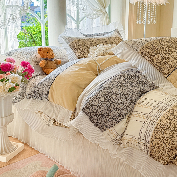 91家纺网 家纺一手货源 找家纺 虹星家纺 2025新款斜纹全棉纯棉印花床盖四件套-清甜 清甜-古色古香