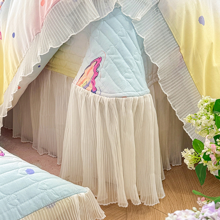 91家纺网 家纺一手货源 找家纺 虹星家纺 2025新款斜纹全棉纯棉印花床盖四件套-清甜 清甜-蝴蝶纷飞