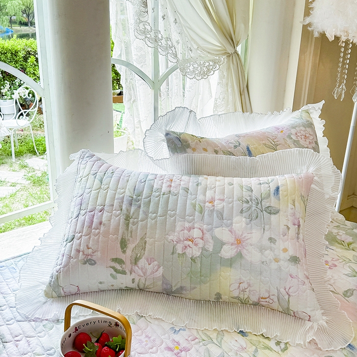 91家纺网 家纺一手货源 找家纺 虹星家纺 2025新款斜纹全棉纯棉印花床盖四件套-清甜 清甜-满芯花熙