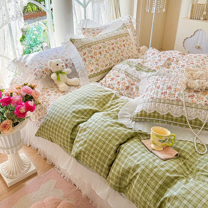 虹星家纺 2025新款斜纹全棉纯棉印花床盖四件套-清甜 清甜-墨雨云间