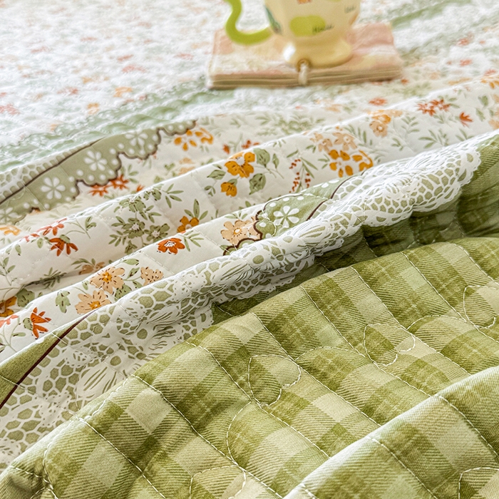 91家纺网 家纺一手货源 找家纺 虹星家纺 2025新款斜纹全棉纯棉印花床盖四件套-清甜 清甜-墨雨云间