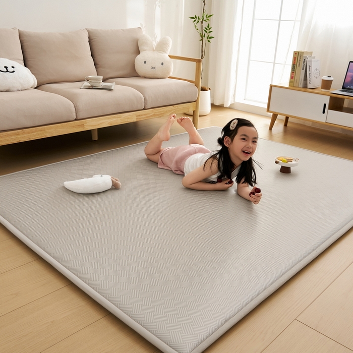 91家纺网 家纺一手货源 找家纺 祁恋婷家居 2025新款A类冰丝多功能地垫 青春岁月-灰