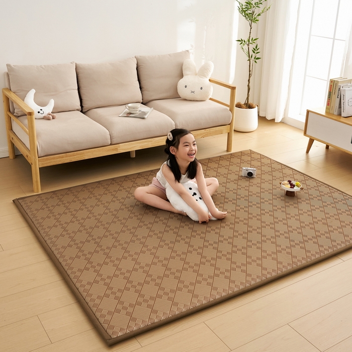 91家纺网 家纺一手货源 找家纺 祁恋婷家居 2025新款A类冰丝多功能地垫 青春岁月-九宫格