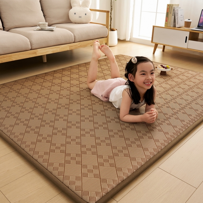 91家纺网 家纺一手货源 找家纺 祁恋婷家居 2025新款A类冰丝多功能地垫 青春岁月-九宫格