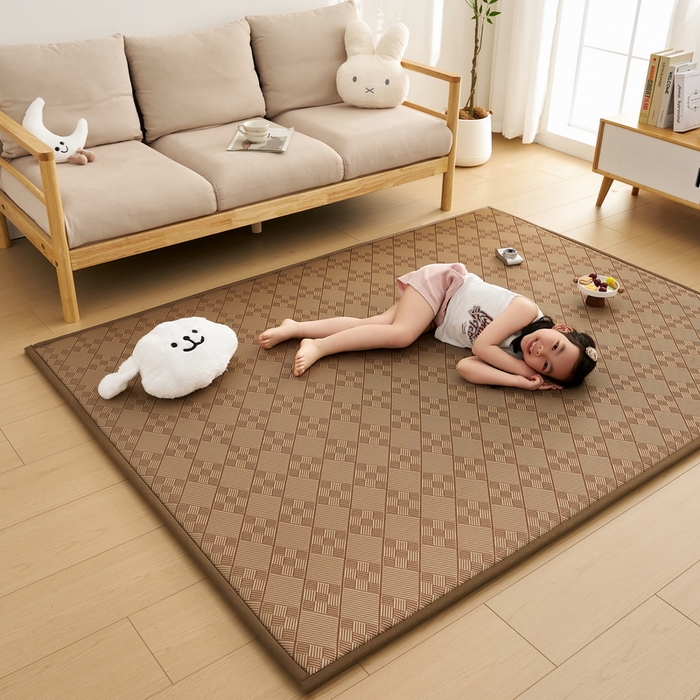 91家纺网 家纺一手货源 找家纺 祁恋婷家居 2025新款A类冰丝多功能地垫 青春岁月-九宫格