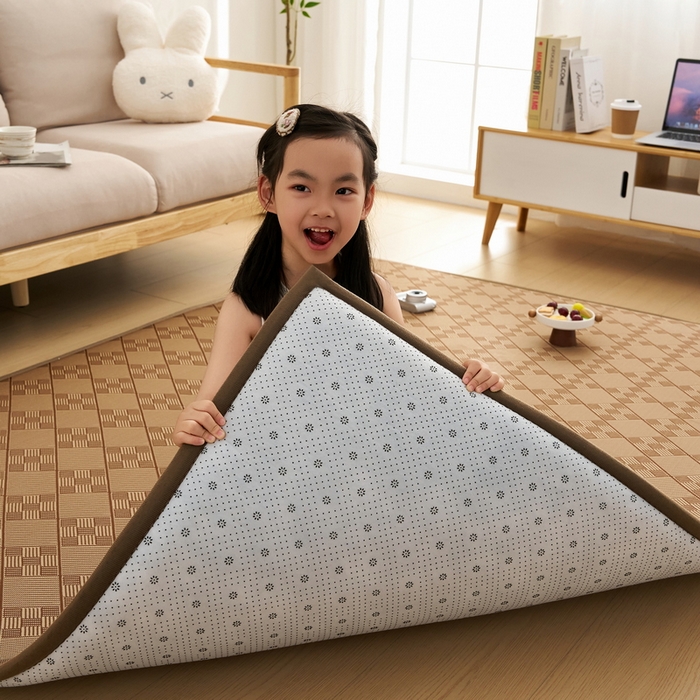 91家纺网 家纺一手货源 找家纺 祁恋婷家居 2025新款A类冰丝多功能地垫 青春岁月-九宫格