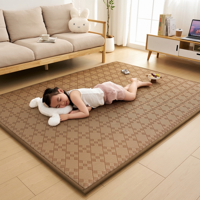 91家纺网 家纺一手货源 找家纺 祁恋婷家居 2025新款A类冰丝多功能地垫 青春岁月-九宫格