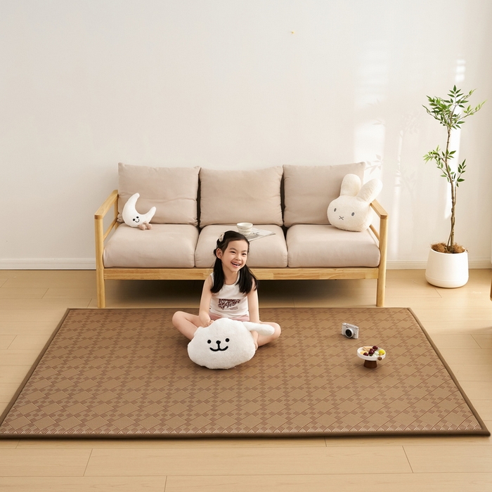 91家纺网 家纺一手货源 找家纺 祁恋婷家居 2025新款A类冰丝多功能地垫 青春岁月-九宫格