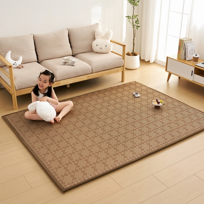 91家纺网 家纺一手货源 找家纺 祁恋婷家居 2025新款A类冰丝多功能地垫 青春岁月-九宫格