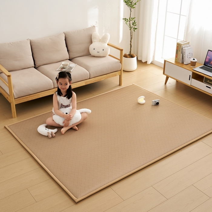 91家纺网 家纺一手货源 找家纺 祁恋婷家居 2025新款A类冰丝多功能地垫 青春岁月-卡其