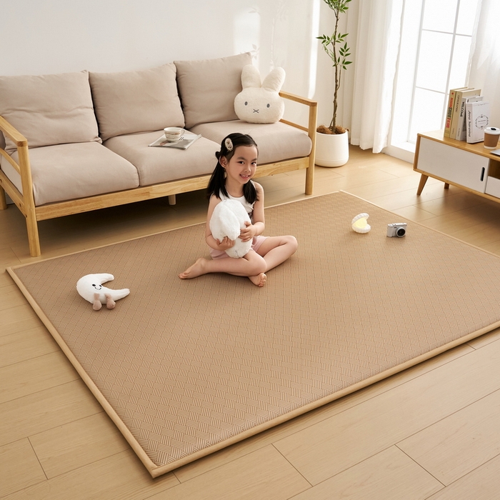 91家纺网 家纺一手货源 找家纺 祁恋婷家居 2025新款A类冰丝多功能地垫 青春岁月-卡其