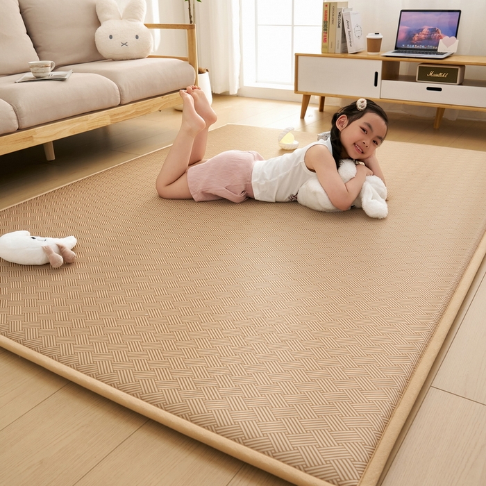 91家纺网 家纺一手货源 找家纺 祁恋婷家居 2025新款A类冰丝多功能地垫 青春岁月-卡其