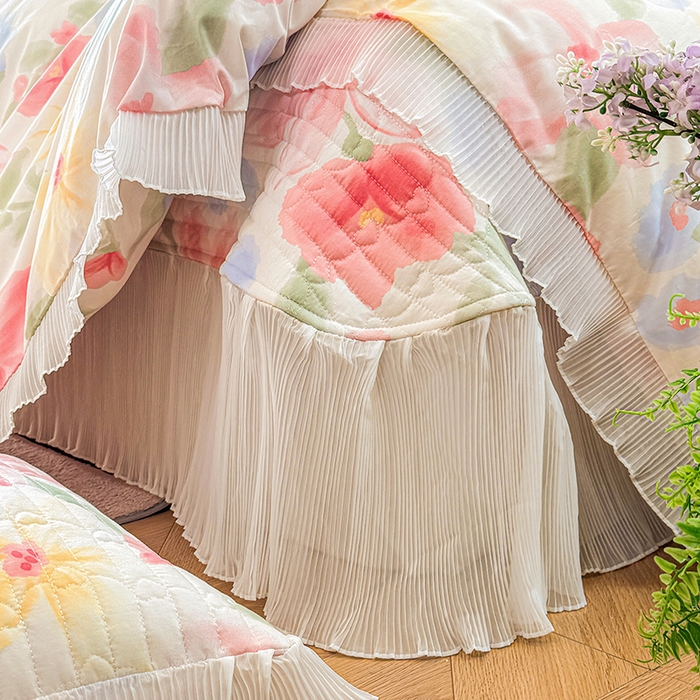 91家纺网 家纺一手货源 找家纺 虹星家纺 2025新款斜纹全棉纯棉印花床盖四件套-清甜 清甜-婉如初见