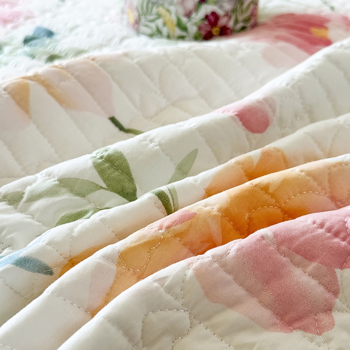 91家纺网 家纺一手货源 找家纺 虹星家纺 2025新款斜纹全棉纯棉印花床盖四件套-清甜 清甜-夏恋