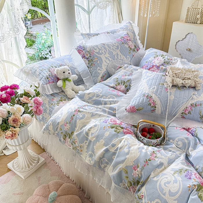 虹星家纺 2025新款斜纹全棉纯棉印花床盖四件套-清甜 清甜-绽放序曲