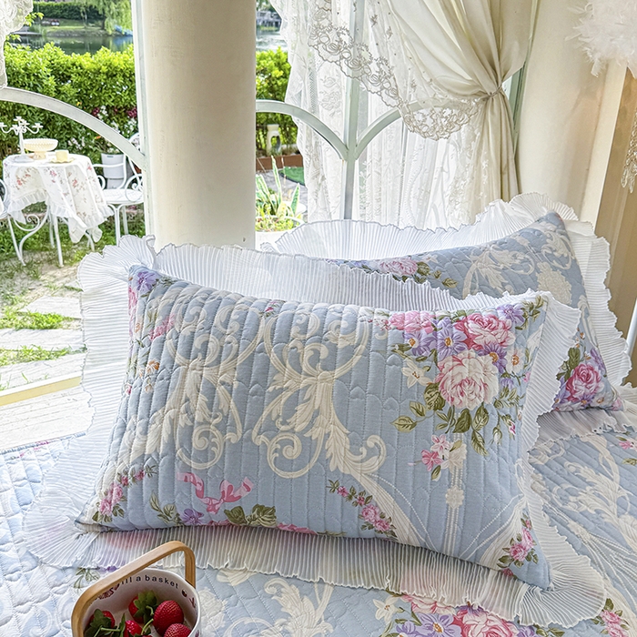 91家纺网 家纺一手货源 找家纺 虹星家纺 2025新款斜纹全棉纯棉印花床盖四件套-清甜 清甜-绽放序曲