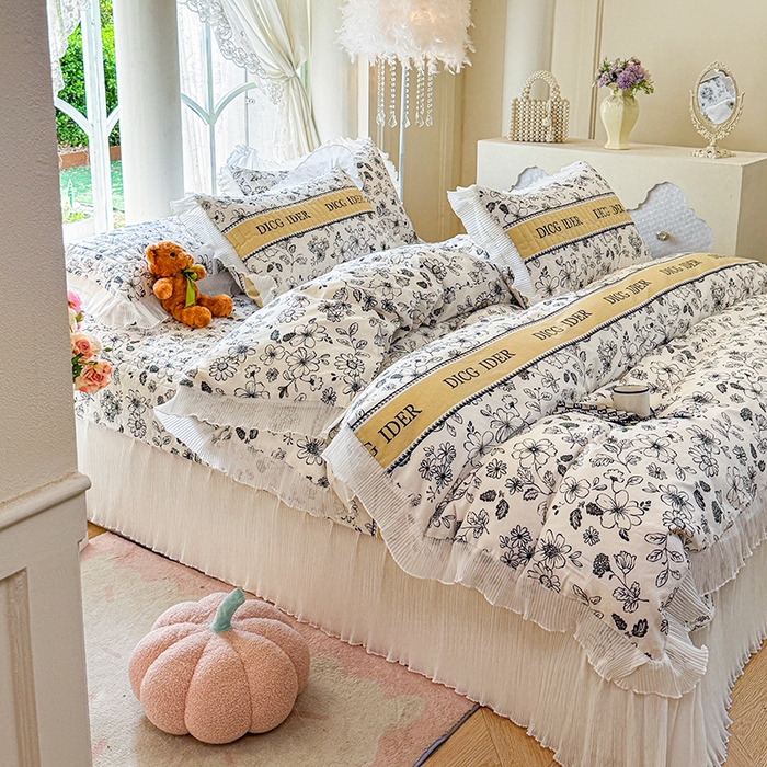 91家纺网 家纺一手货源 找家纺 虹星家纺 2025新款斜纹全棉纯棉印花床盖四件套-清甜 清甜-挚爱