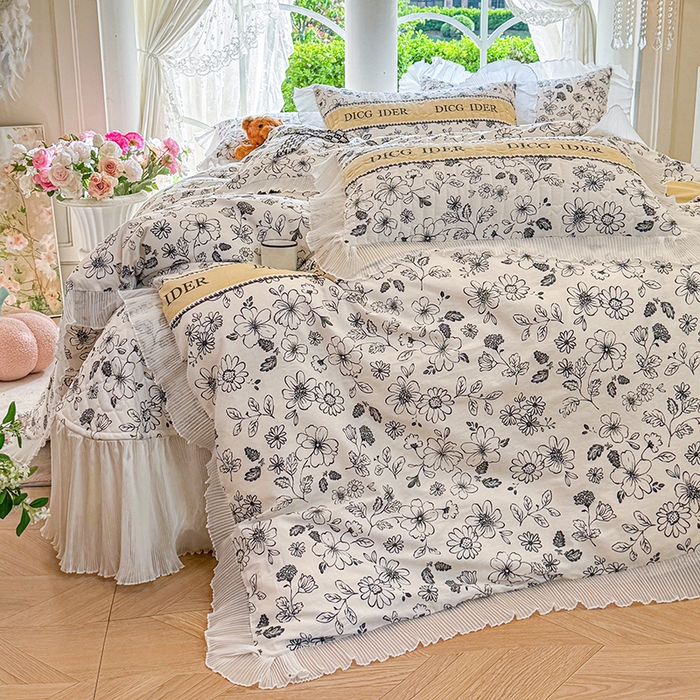 91家纺网 家纺一手货源 找家纺 虹星家纺 2025新款斜纹全棉纯棉印花床盖四件套-清甜 清甜-挚爱