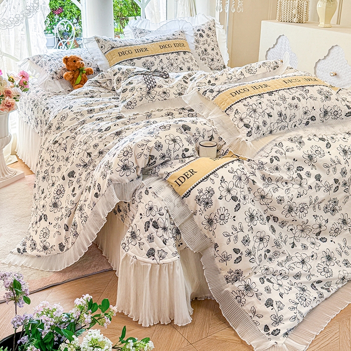 91家纺网 家纺一手货源 找家纺 虹星家纺 2025新款斜纹全棉纯棉印花床盖四件套-清甜 清甜-挚爱