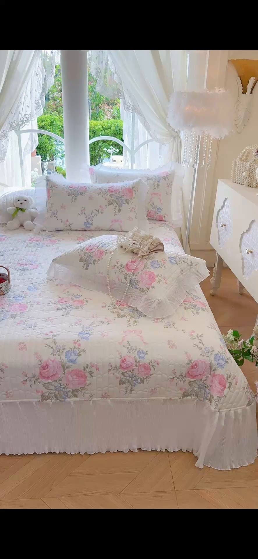 91家纺网 家纺一手货源 找家纺 （总）虹星家纺 2025新款斜纹全棉纯棉印花床盖-清甜