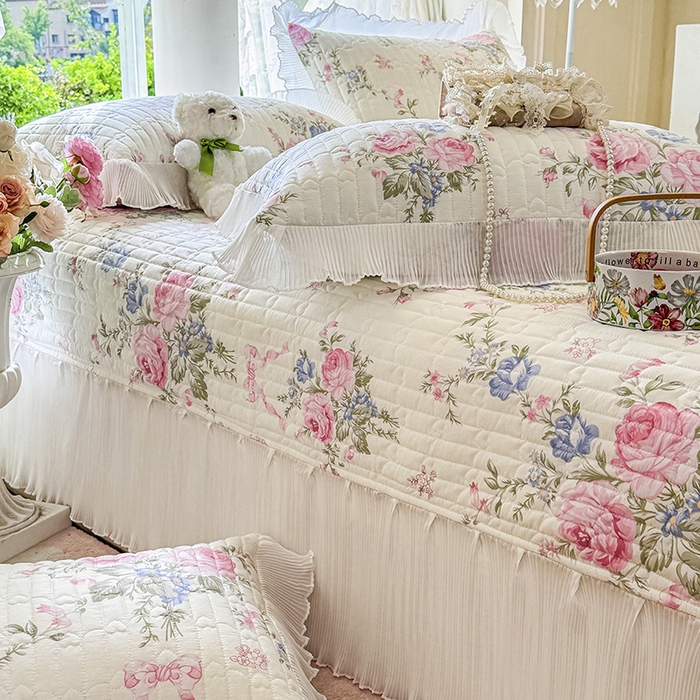 91家纺网 家纺一手货源 找家纺 （总）虹星家纺 2025新款斜纹全棉纯棉印花床盖-清甜