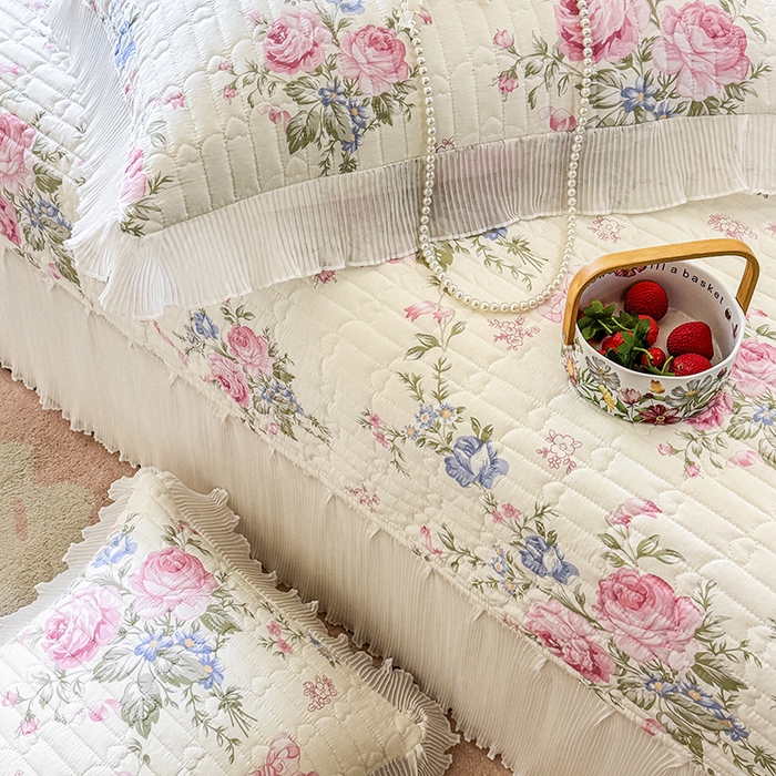 91家纺网 家纺一手货源 找家纺 （总）虹星家纺 2025新款斜纹全棉纯棉印花床盖-清甜