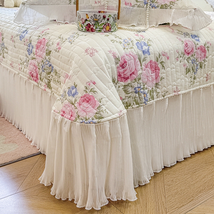 91家纺网 家纺一手货源 找家纺 （总）虹星家纺 2025新款斜纹全棉纯棉印花床盖-清甜