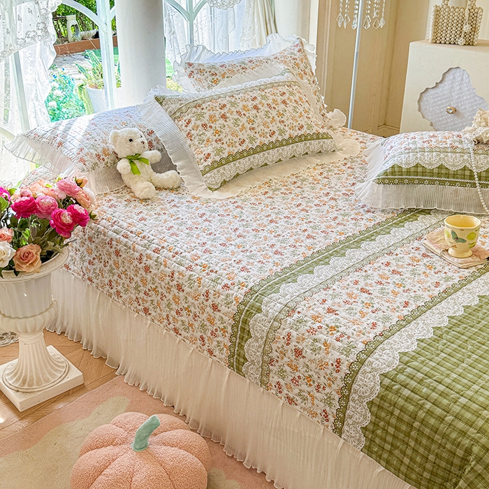 91家纺网 家纺一手货源 找家纺 虹星家纺 2025新款斜纹全棉纯棉印花床盖-清甜 清甜-墨雨云间