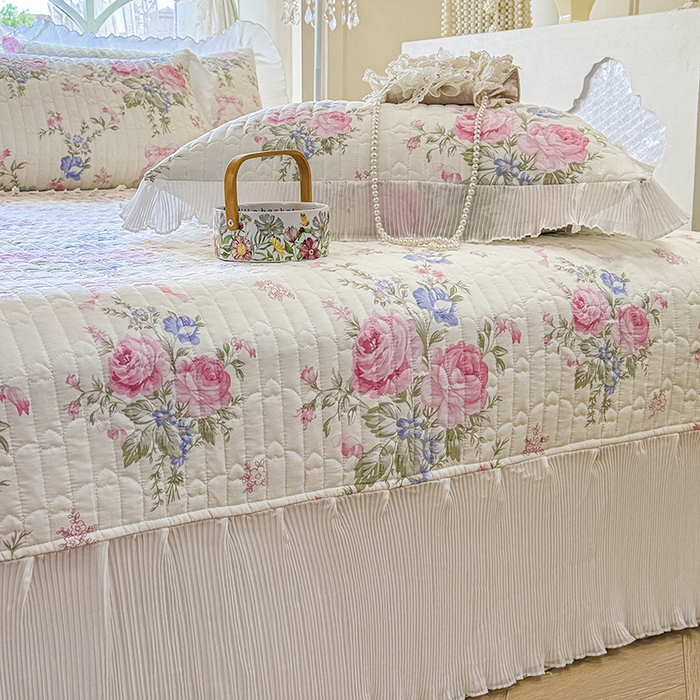 91家纺网 家纺一手货源 找家纺 虹星家纺 2025新款斜纹全棉纯棉印花床盖-清甜 清甜-春景熙熙