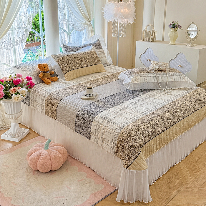 91家纺网 家纺一手货源 找家纺 虹星家纺 2025新款斜纹全棉纯棉印花床盖-清甜 清甜-古色古香