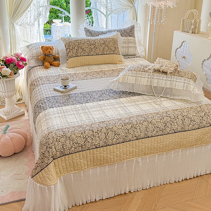 91家纺网 家纺一手货源 找家纺 虹星家纺 2025新款斜纹全棉纯棉印花床盖-清甜 清甜-古色古香