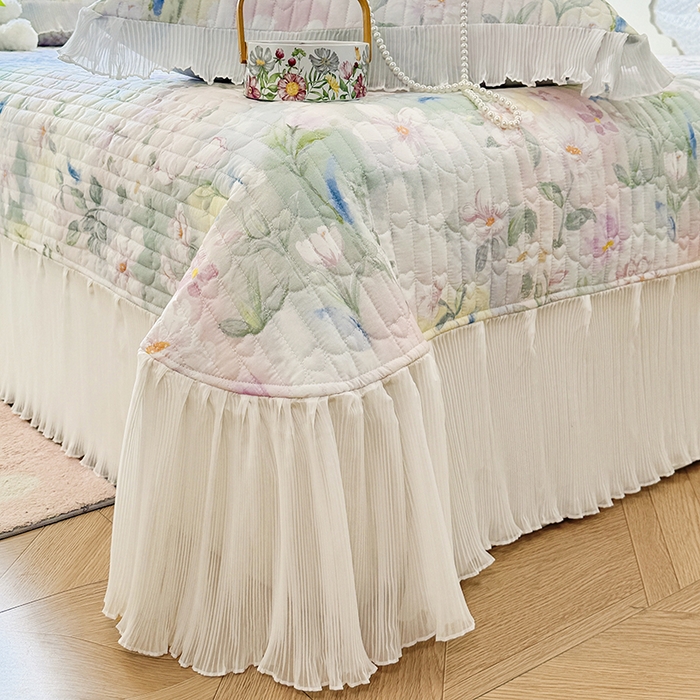 91家纺网 家纺一手货源 找家纺 虹星家纺 2025新款斜纹全棉纯棉印花床盖-清甜 清甜-满芯花熙